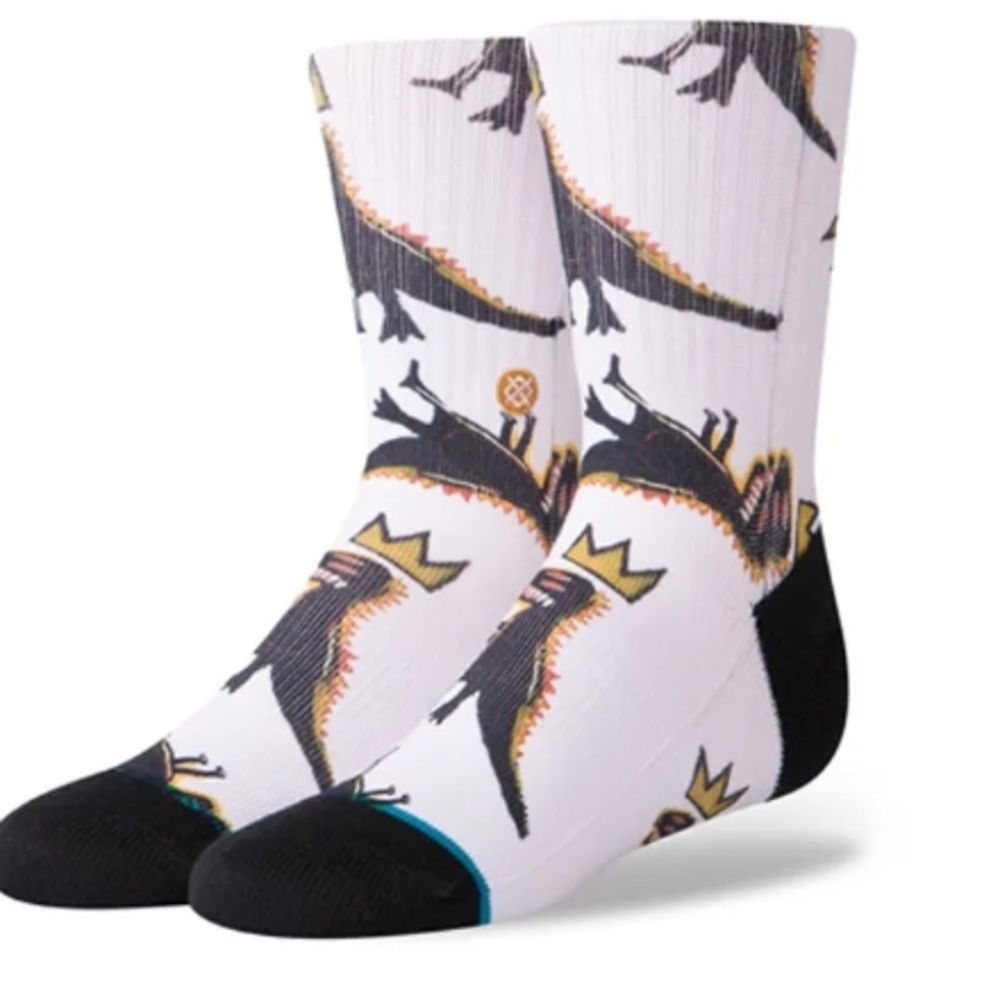 Stance Kids Dinosaur Crew Socks - White and Black